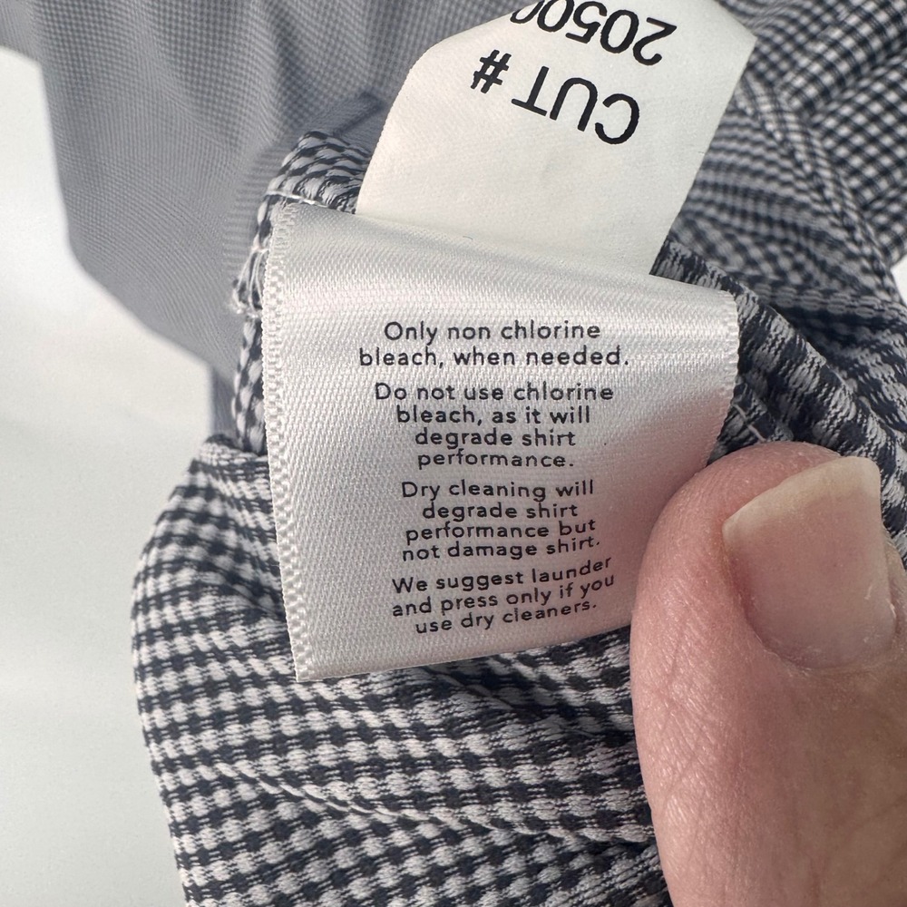 Mizzen+Main Spinnaker Navy White Gingham Trim Fit Performance Shirt Mens Large - Picture 9 of 12